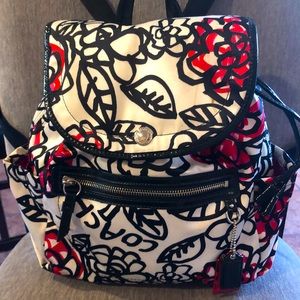 Coach off white and black flowers backpack with matching wristlet